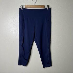 Marika Royal Purple Cropped Activewear Leggings Side Pocket Mid Rise XL